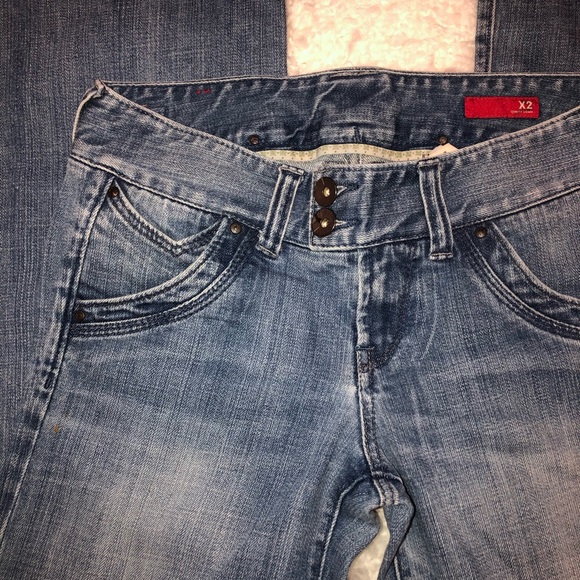 Old School Express Wide Leg Flare Jeans Size 6 - Picture 2 of 6